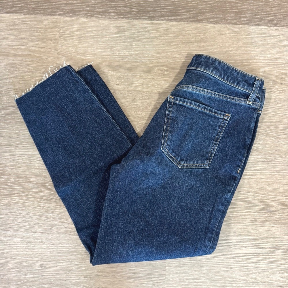 Old Navy OG Straight Jeans Womens 8‎ Blue High Rise Ankle Raw Hem 547034-00-1